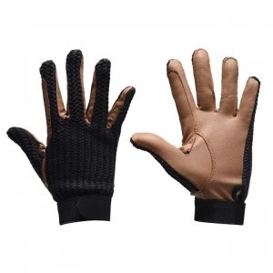 Image of Just Togs Togs Crochet Equesgrian Gloves Womens - Black/Tan