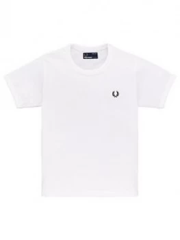 Image of Fred Perry Boys Logo Short Sleeve T-Shirt - White, Size 6-7 Years