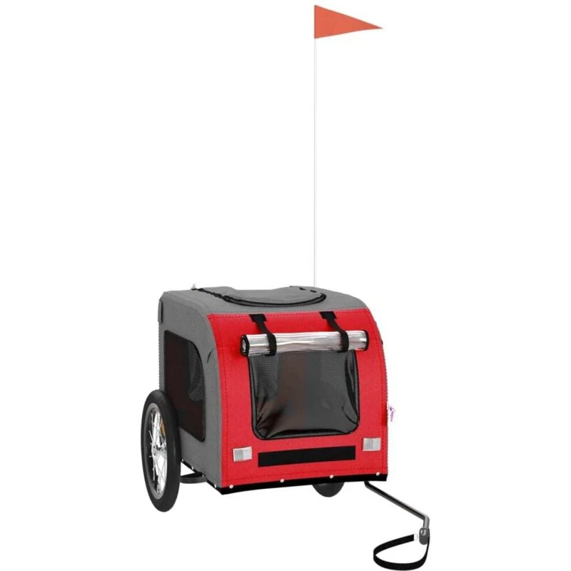 Image of VIDAXL Vidaxl - Pet Bike Trailer Red and Grey Oxford Fabric and Iron 93831