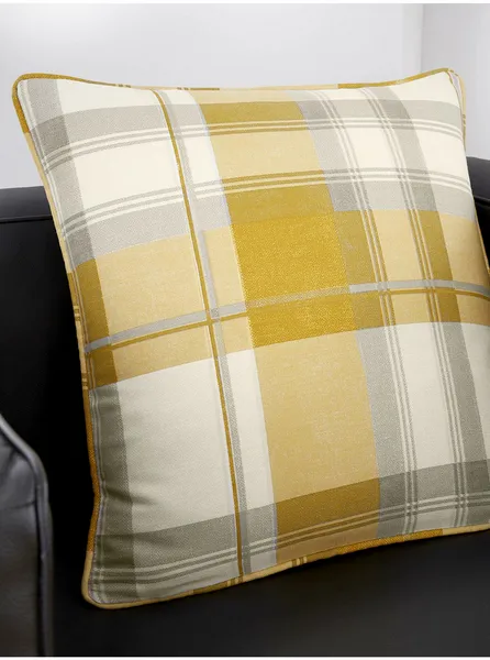 Image of Fusion Balmoral Check Filled Cushion Ochre