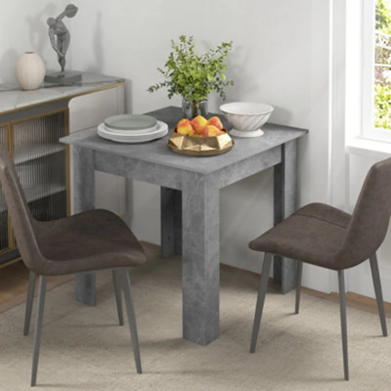 Image of HOMCOM HOMCOM Square Dining Table, Kitchen Table with Faux Cement Effect in Grey Grey One Size Unisex 5063603070400