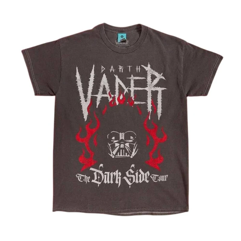 Image of Star Wars Mens The Dark Side Tour Back Print Vintage Wash T-Shirt in Charcoal Size: Small Charcoal Male S