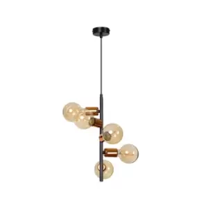 Image of Adalio Black Multi Arm Pendant Ceiling Light 5x E27