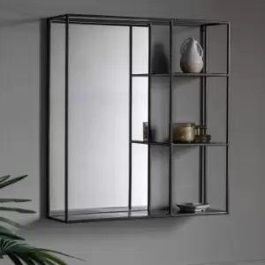 Image of 65cm Black Mirror with Shelf