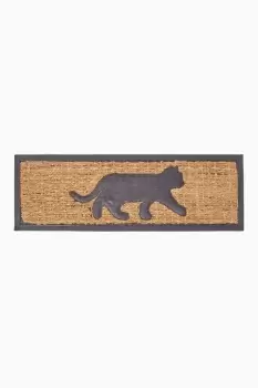 Image of Black Cat Silhouette Non-Slip Coir Doormat