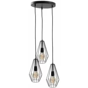 Image of Keter Lex Cluster Pendant Ceiling Light Black, 32cm, 3x E27