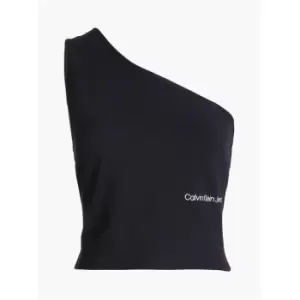 Image of Calvin Klein Jeans Back Asym Cut Out Milano Top - Black