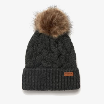 Image of Barbour Womens Penshaw Cable-Knit Beanie - Charcoal