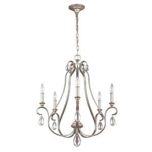 Image of 5 Light Chandelier Silver Finish, E14