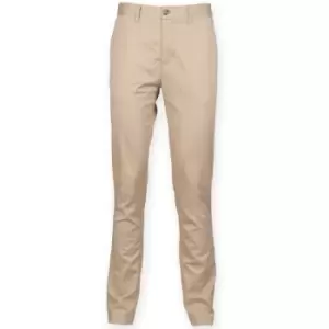 Image of Front Row Mens Cotton Rich Stretch Chino Trousers (30L) (Stone) - Stone