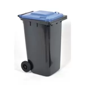 Image of Slingsby Container - Refuse 240 Litre 2 Wheeled Grey + Blue Lid