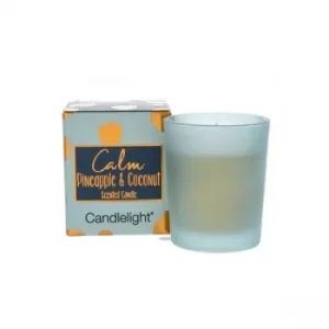 Image of Candlelight Calm Small Wax Filled Pot Candle in Gift Box Pineapple and Coconut Scent