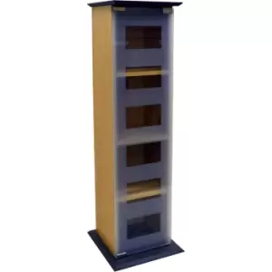 Image of MANHATTAN - Glass Door 120 CD / 52 DVD / Bluray / Media Storage Shelves - Beech / Grey