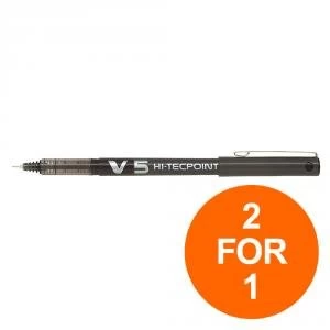 Image of Pilot V5 Hi Tecpoint Rollerball Pen Liquid Ink 0.5mm Tip Blk Ref V501