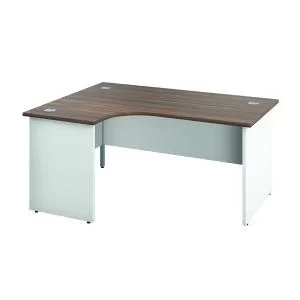 Image of Jemini Switch Radial Left Hand Desk 1800x1200x730mm Dark WalnutWhite