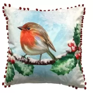 Image of The Spirit Of Christmas Robin Pom Cushion88 - Multi
