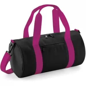 Image of Bagbase Mini Barrel Shoulder Bag (One Size) (Black/Fuchia)