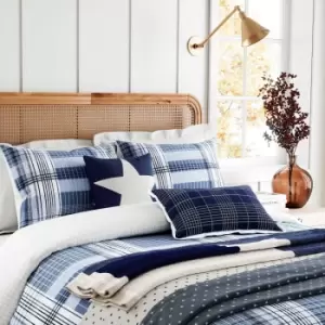 Image of Helena Springfield Brushed Check Single Duvet Cover Set, Blue