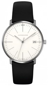 Image of Junghans Max Bill Womens Black Leather Strap 047/4251. Watch