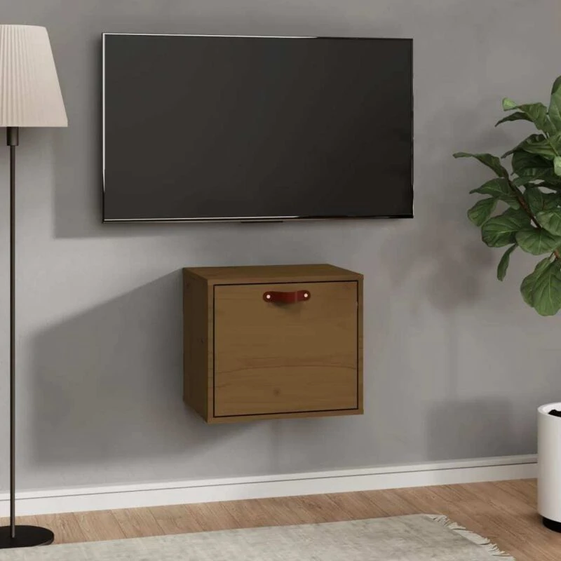 Image of Vidaxl Wall Cabinet Honey Brown 40X30X35cm Solid Wood Pine, Brown 818348