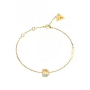 Image of Lovely Guess Plain Pave Heart Charm Gold Bracelet UBB03036YGL