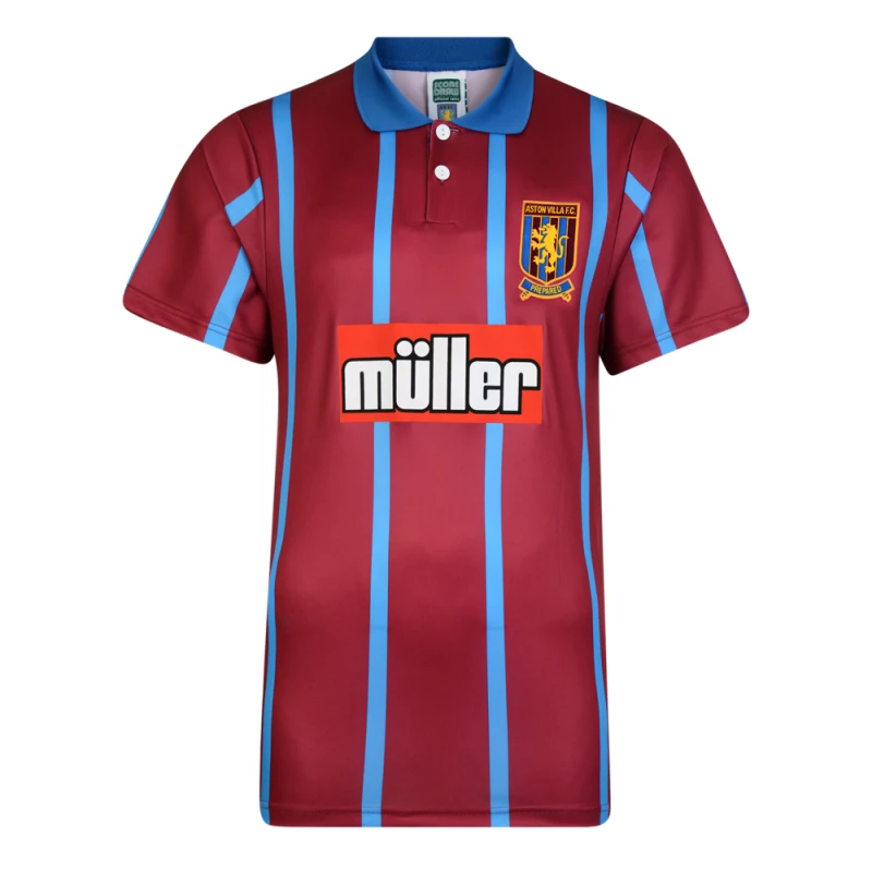 Image of Score Draw Aston Villa 1994 Retro Football Shirt VILLA94HPYSS-S S Mens Sportswear
