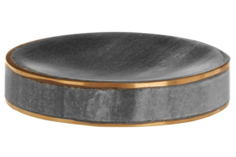 Image of Premier Housewares Grey Marble Range Grey Marble Brass Soap Dish Grey