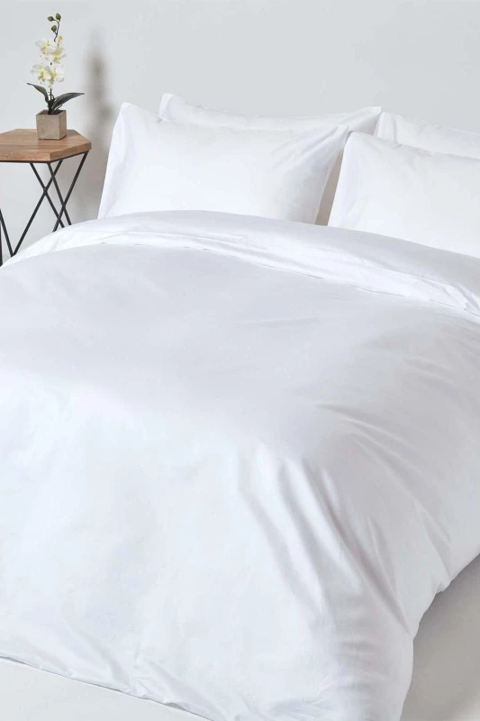 Image of Homescapes White Egyptian Cotton Duvet Cover With Pillowcases 1000 Tc, Double