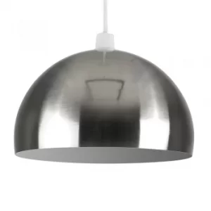 Image of Curva Pendant Shade in Brushed Chrome with White Interior