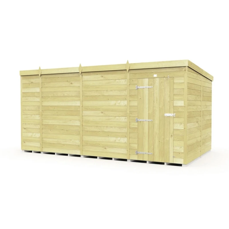 Image of Buttercup Farm 13 x 8 Feet Pent Shed - Single Door W/O Window - L231 x W387 x H201cm in Brown Brown Unisex