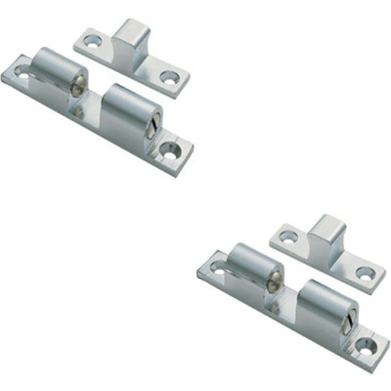 Image of Loops 2x Double Ball Roller Cupboard Catch 43 x 8mm 34.5mm Fixing Centres Satin Chrome Multi unisex