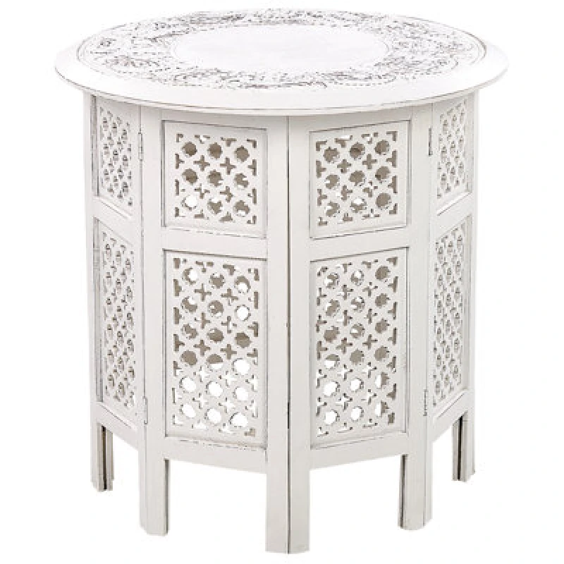 Image of Beliani Side Table Elara Mango Wood White