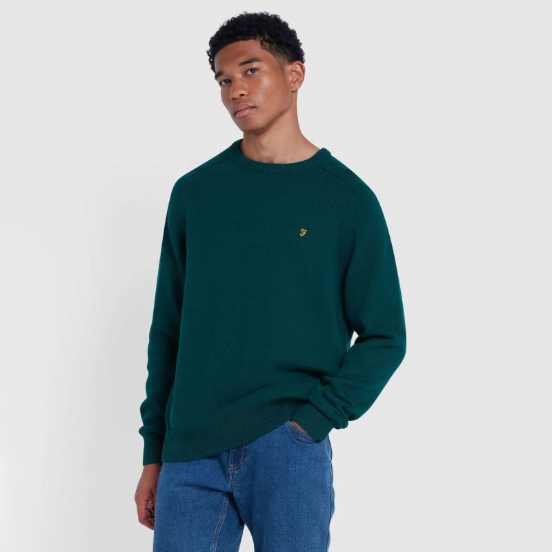 Image of Farah Kingsbury Crewneck Sweater Green male XS