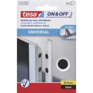 Image of TESA On & Off 55226-00-01 Hook-and-loop stick-on dots stick-on Hook and loop pad (Ø) 16mm Black 8 Pair