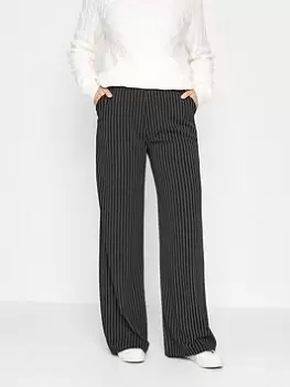Image of Long Tall Sally Pinstripe Wide Leg Trouser 34" - Black, Size 14, Length 36, Women