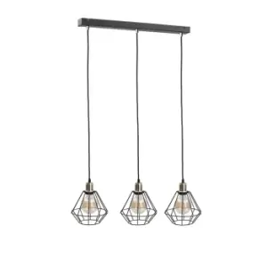 Image of Foskal Bar Pendant Ceiling Light Gold, 60cm, 3x E27
