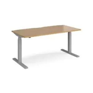 Image of Height Adjustable Desk Rectangular Desk 1600mm Oak Tops With Silver Frames 800mm Depth Elev8 Touch