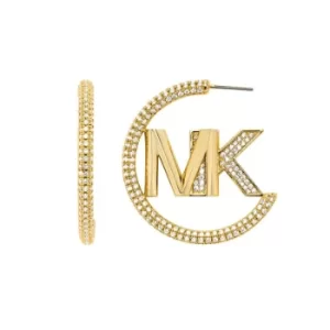 Image of Ladies Michael Kors 14K Gold-Plated Statement Logo Hoop Earrings