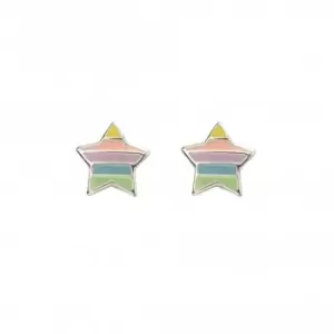 Image of Sterling Silver Enamel Rainbow Star Stud Earrings A2056