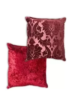 Image of Damask Faux Velvet Reversible Cushion Cover