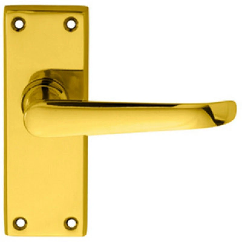 Image of Loops PAIR Straight Victorian Handle on Latch Backplate 150 x 42mm Polished Brass Metallics