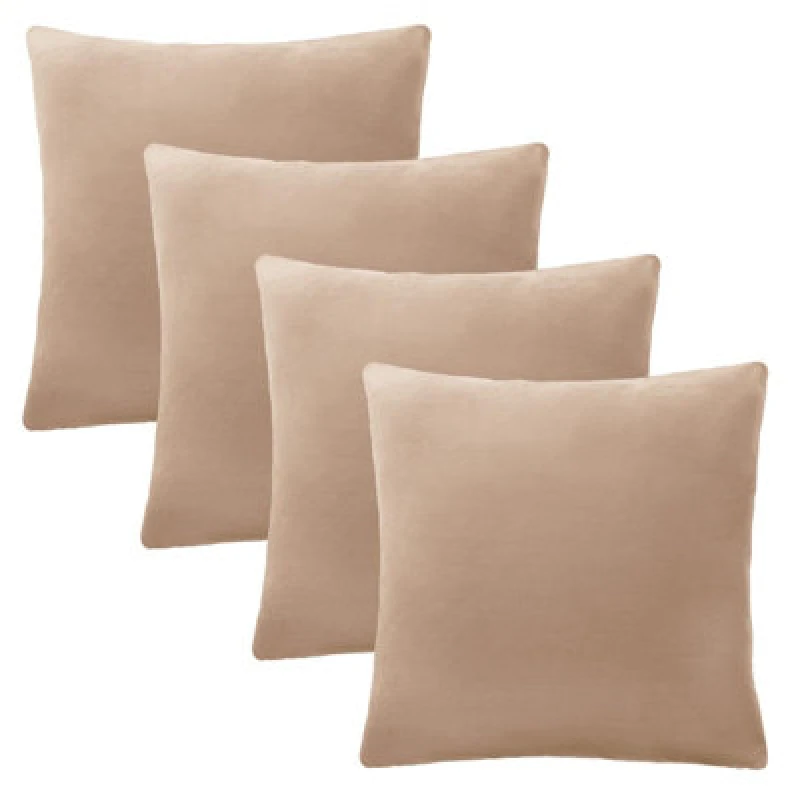 Image of OHS OHS 4 x Matte Velvet Cushion Covers in Natural Size: 45cm x 45cm Natural 45cm x 45cm Unisex 5027434218660