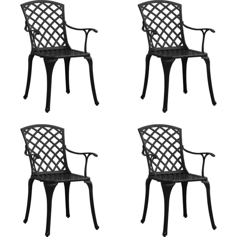 Image of VIDAXL Garden Chairs 4 pcs Cast Aluminium Black Vidaxl 8720286205761