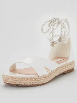 Image of Lost Ink Fran Ankle Wrap Flat Sandals - White