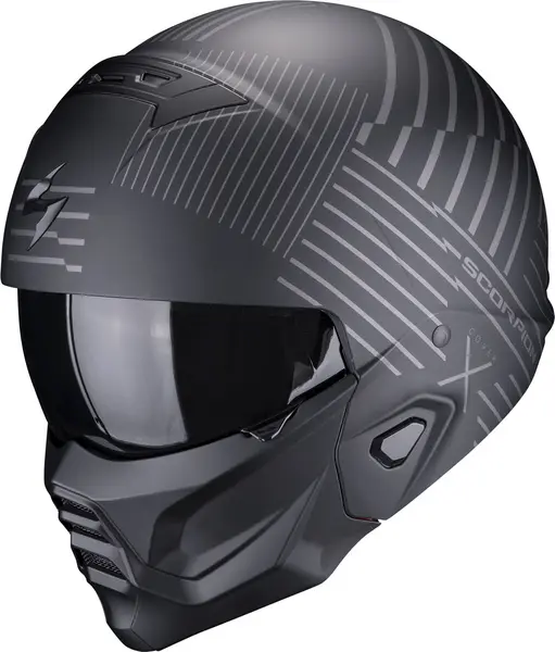 Image of Scorpion Exo-Combat II Miles Matt Black-Silver Jet Helmet L