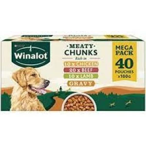 Image of WINALOT Mixed in Gravy Dog Food Pouches 40x100g