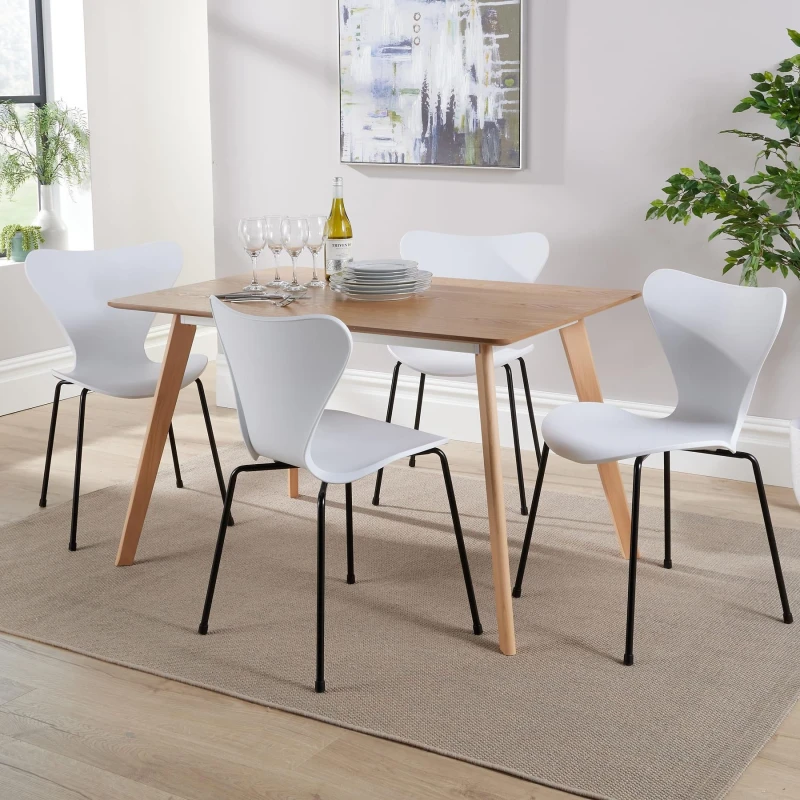 Image of Home Source Rayna Dining Table And 4 White Penny Chairs