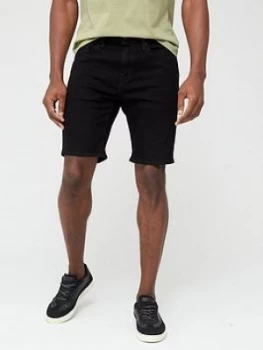 Image of Levis 502 Taper Hemmed Denim Shorts - Eightball Black
