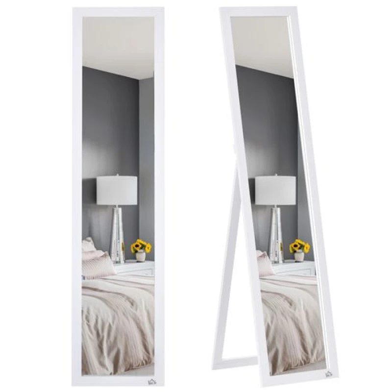 Image of HOMCOM Full Length Mirror, Floor Standing or Wall-Mounted Long Mirror, White 831-389V80