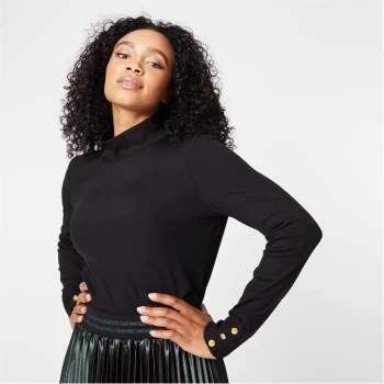 Image of Biba BIBA High Neck Ribbed Jersey Top - Black